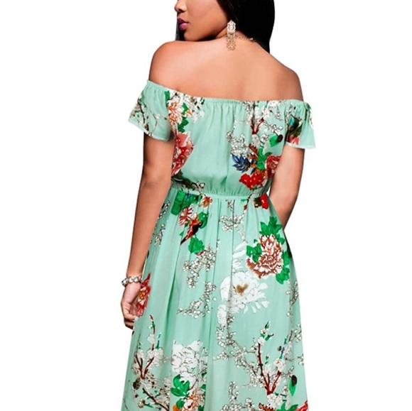 NEW- BIUBIU Off Shoulder Floral Romper Maxi dress - Picture 3 of 11